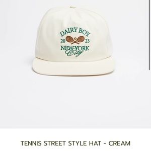 Dairy boy tennis street style hat cream
